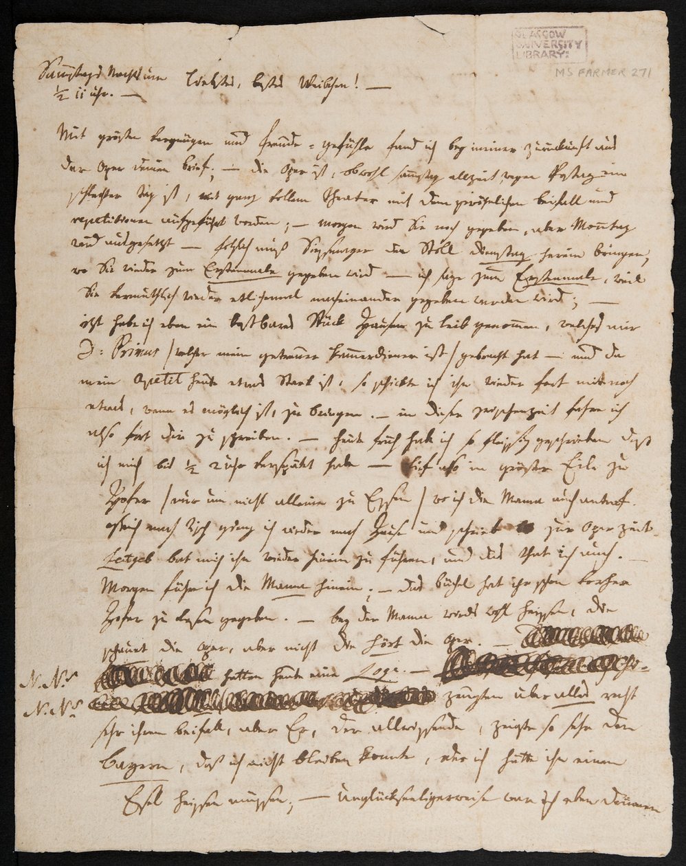 एमएस किसान 2715 वा के मोजार्ट को अपनी पत्नी कोन्स्टनज, 1791 (कागज पर स्याही), पेज 1 द्वारा वोल्फगैंग एमॅड्यूस मोजार्ट