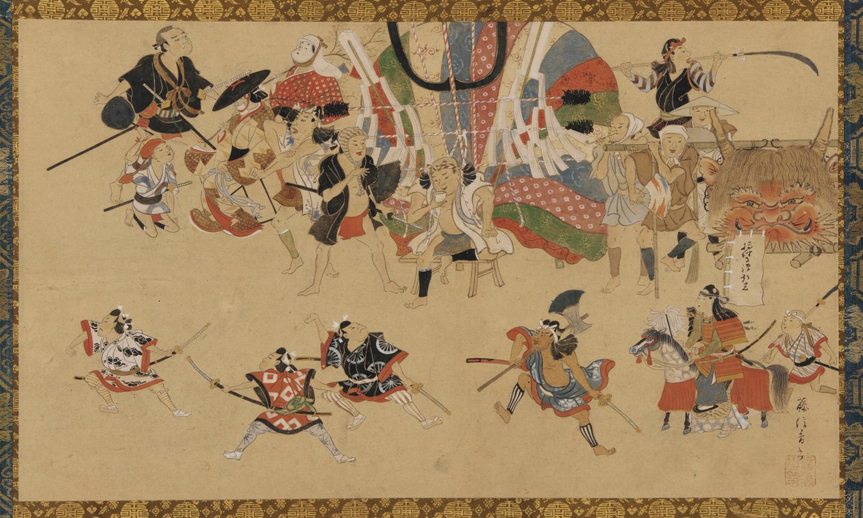 उत्सव के दौरान सड़क का दृश्य, ca. 1750-70. द्वारा यामामोटो फुजिनोबु