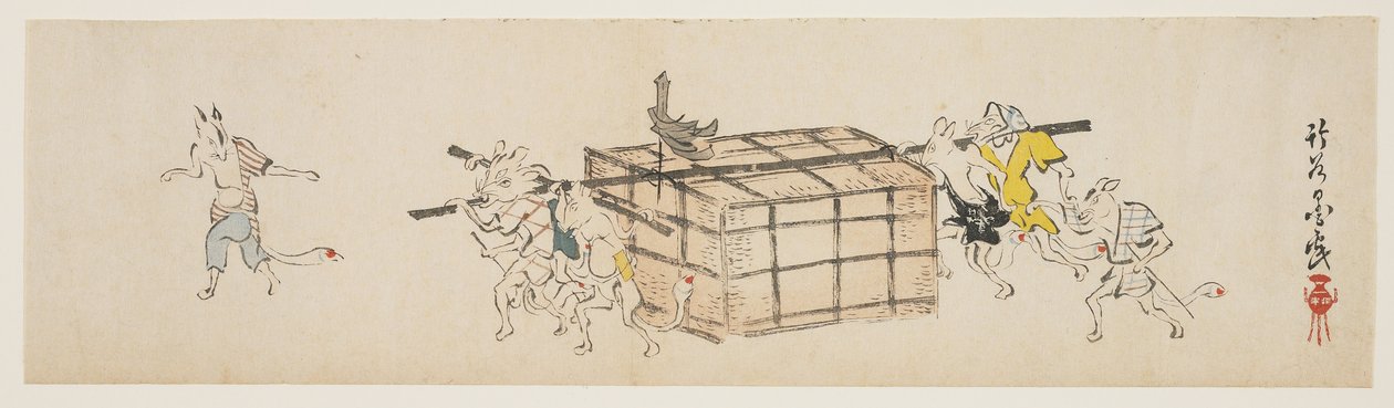 व्हाइट फॉक्स एक कॉफ़र, c.1840 (कलर वुडब्लॉक प्रिंट) ले कर द्वारा योदा चिक्कोकु