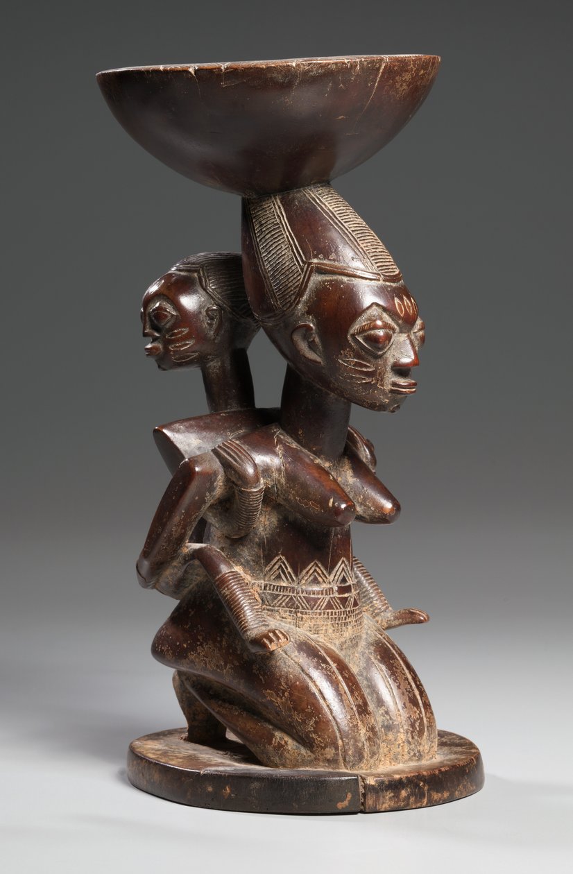 मदर-एंड-चाइल्ड Caryatid Vessel, मिड लेट 1800s द्वारा योरूबा संस्कृति