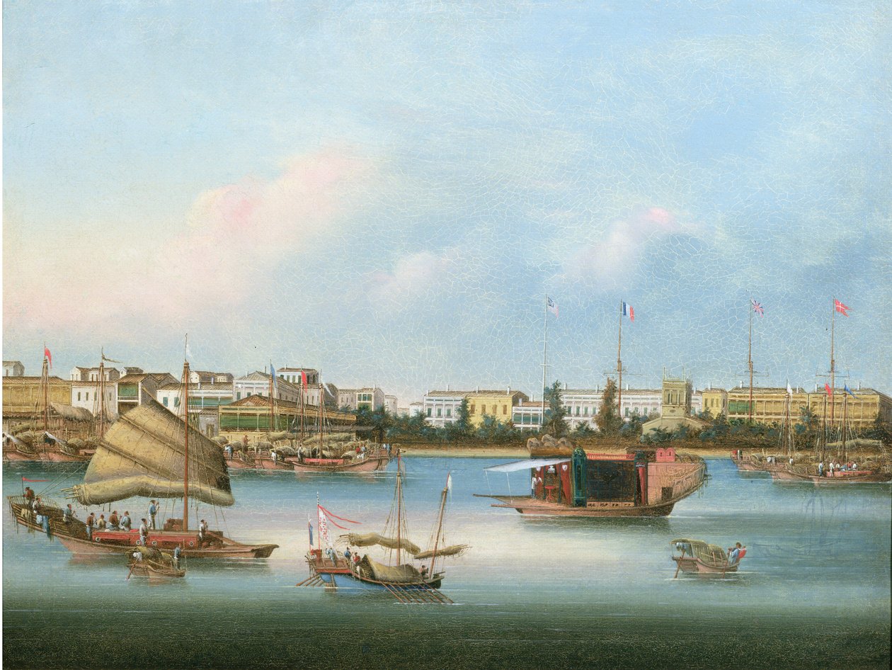 कैंटन में द हॉन्ग, c.1855 (तेल) द्वारा आप क्वा