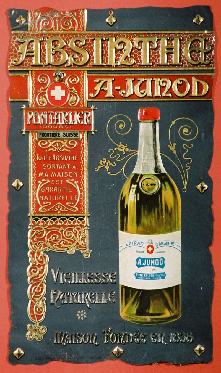 Absinthe Junod के लिए विज्ञापन, c 1900 द्वारा फ्रेडरिक (एटीआर) बरनार्ड
