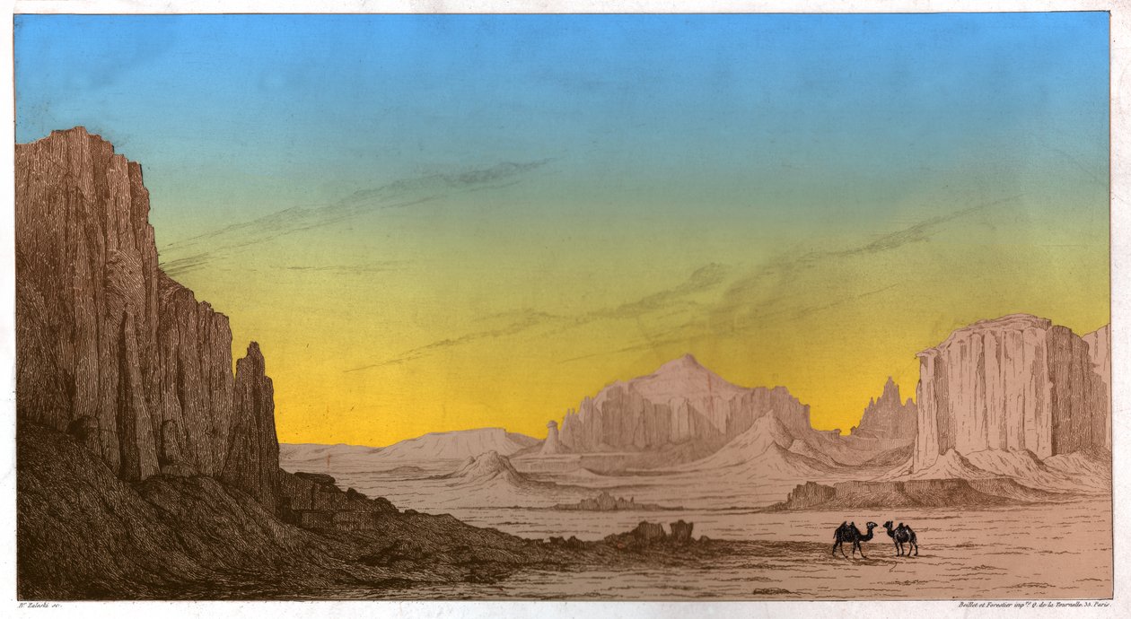 अकटाऊ पर्वत, लगभग 1850 (उत्कीर्णन) द्वारा . .