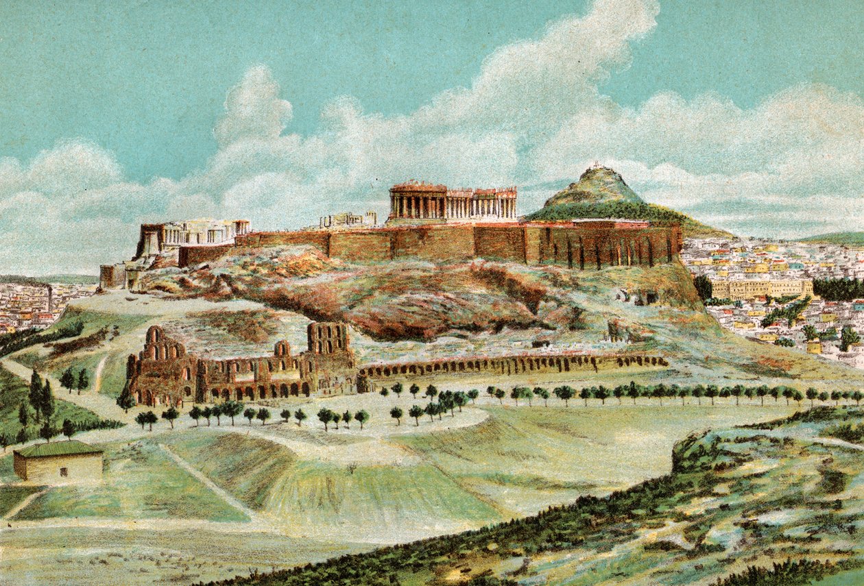 एथेंस, लगभग 1920 (लिथोग्राफ) द्वारा . .