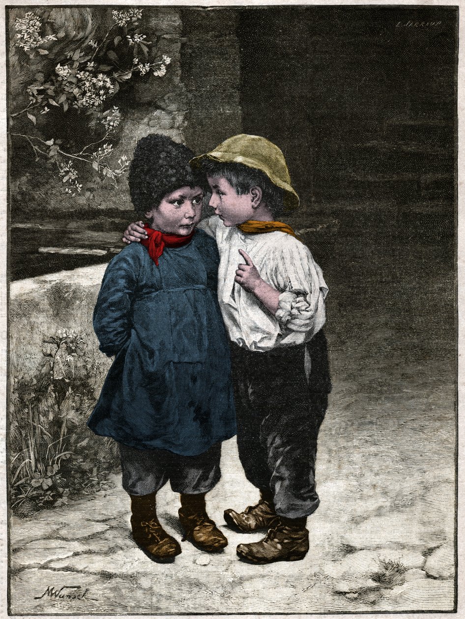 बच्चों की चर्चा। 1901 (उत्कीर्णन) द्वारा . .