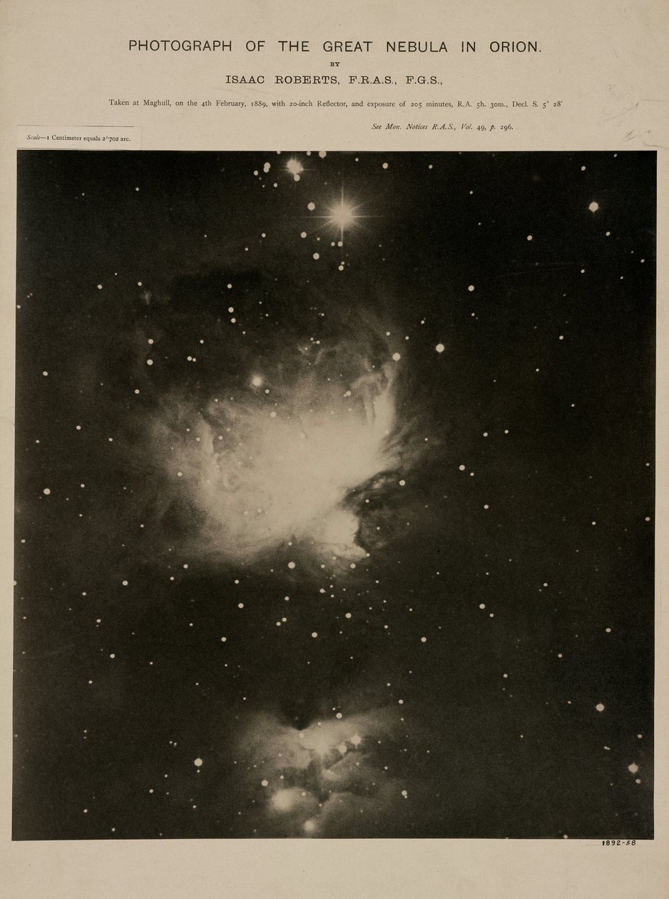 ग्रेट ओरियन नेबुला (M42), 4 फरवरी 1889 द्वारा रिचर्ड (बाद में) डड्डो