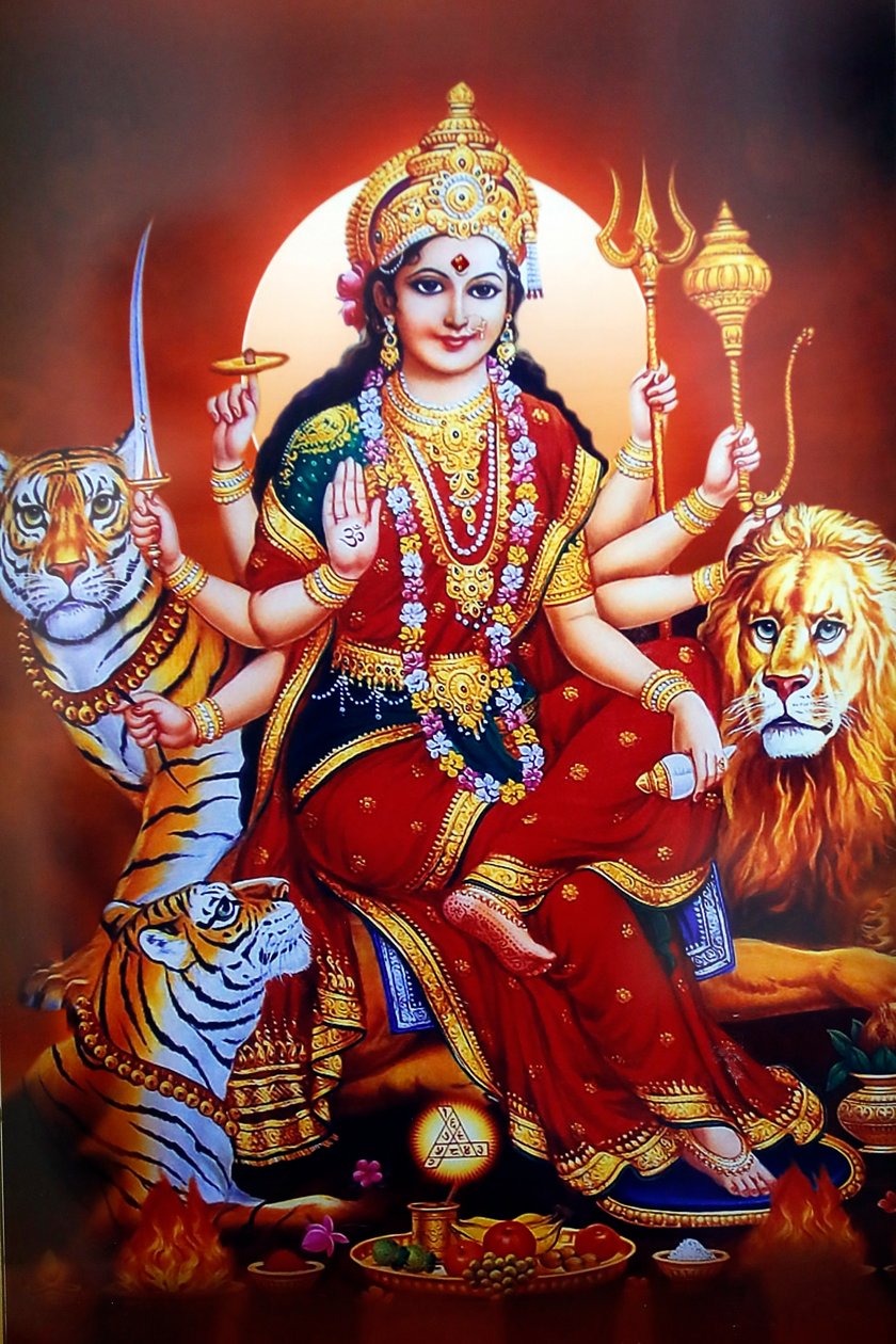 शिव हिंदू मंदिर। हिंदू देवी दुर्गा की तस्वीर। द्वारा . .