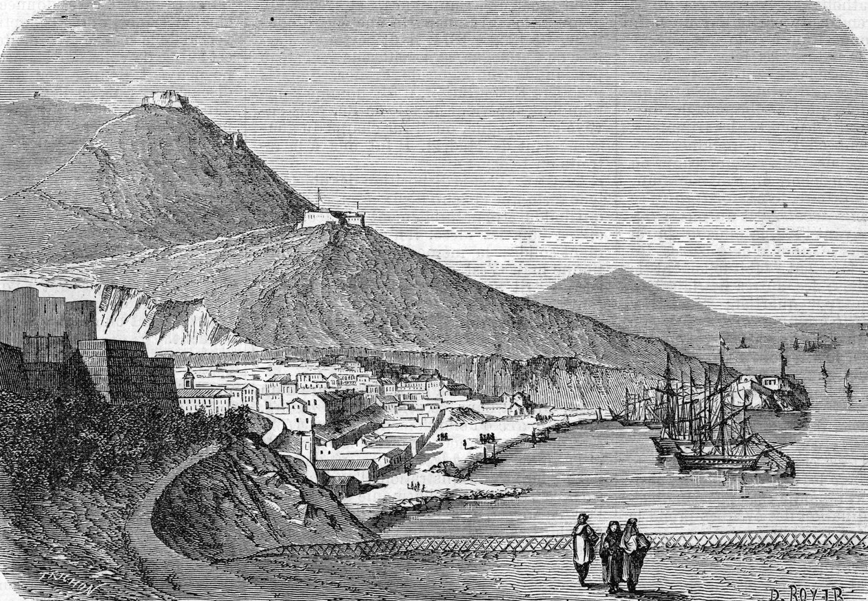 ओरान, अल्जीरिया के बंदरगाह का दृश्य द्वारा . .