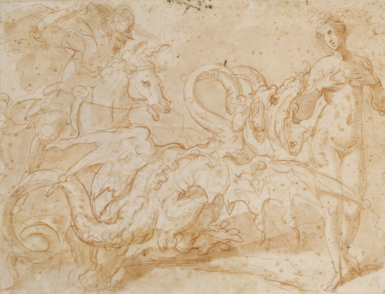 Perseus बचाव एंड्रोमेडा (कागज पर लाल चाक) द्वारा फेडेरिको ज़ुकेरी या ज़ुकारो