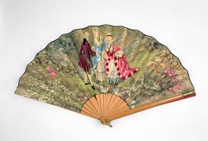पंखा, c.1870-1900 (लकड़ी, रेशम, लिनन, पीतल)