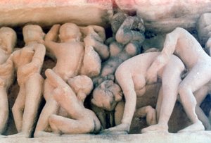कामुक मूर्तिकला, खजुराहो, भारत। c950-1050। 20 वीं सदी