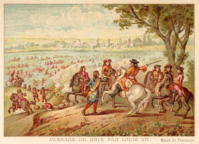 फ्रांस के लुई XIV राइन को पार करते हुए, 1672 (क्रोमोलिथो) द्वारा एडम फ्रैंस वैन डेर म्यूलन