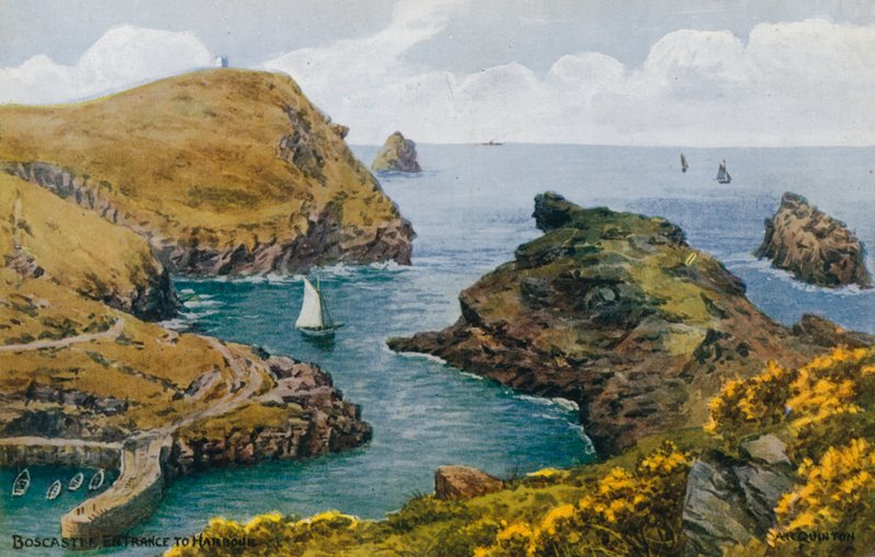 Boscastle, हार्बर में प्रवेश द्वारा अल्फ्रेड रॉबर्ट क्विंटन