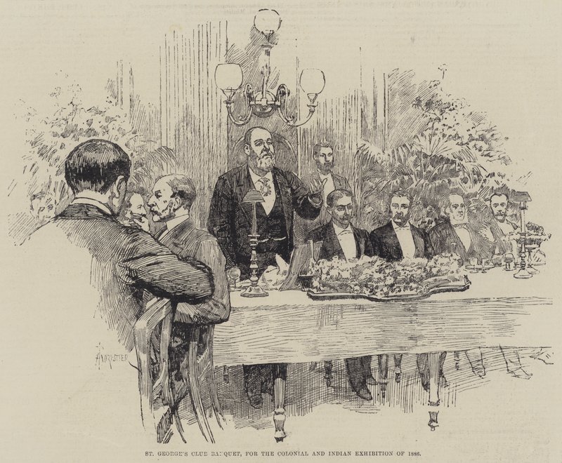 1886 के औपनिवेशिक और भारतीय प्रदर्शनी के लिए सेंट जॉर्ज क्लब भोज द्वारा अमेदी फॉरेस्टियर