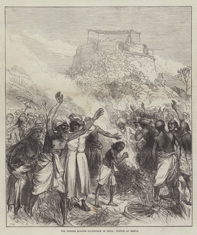 भारत में ब्रिटिश ग्रहण अभियान, बेकुल में स्केच द्वारा सर जॉन चार्ल्स रॉबिन्सन