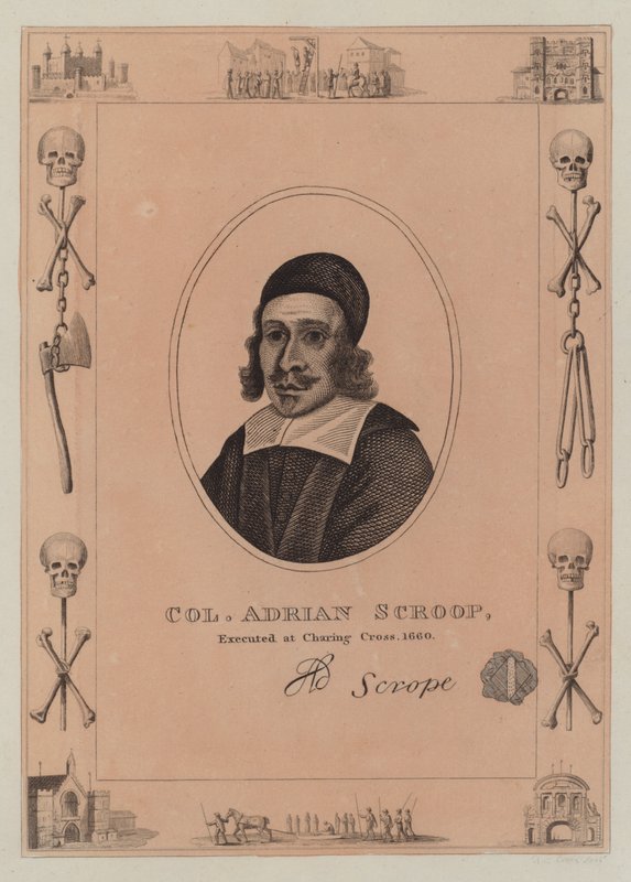 कर्नल एड्रियन स्क्रूप, चेरिंग क्रॉस, 1660 में निष्पादित हुए द्वारा अंग्रेजी स्कूल