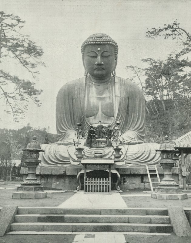 महान कांस्य बुद्ध, जापान (बी/डब्ल्यू फोटो) द्वारा अंग्रेजी फोटोग्राफर
