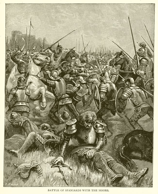 Moors के साथ Spaniards की लड़ाई द्वारा अंग्रेजी स्कूल
