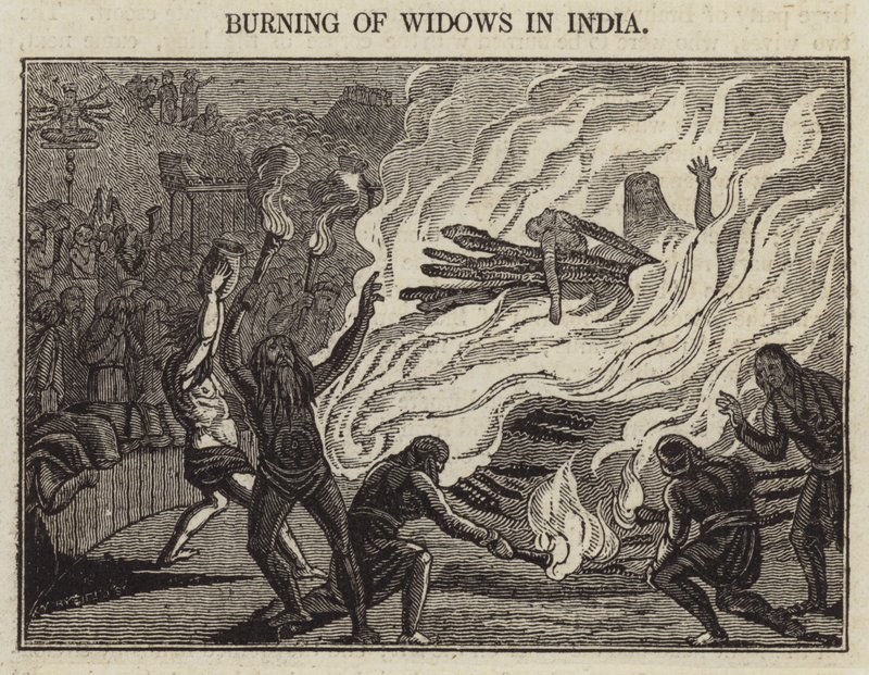 भारत में विधवाओं को जलाना (उत्कीर्णन) द्वारा अंग्रेजी स्कूल