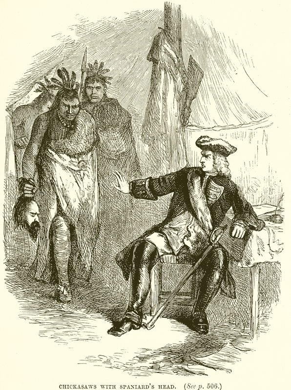 Spaniards के प्रमुख के साथ Chickasaws द्वारा अंग्रेजी स्कूल
