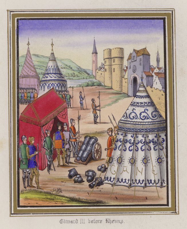 रिम्स से पहले एडवर्ड III (रंगीन उत्कीर्णन) द्वारा अंग्रेजी स्कूल