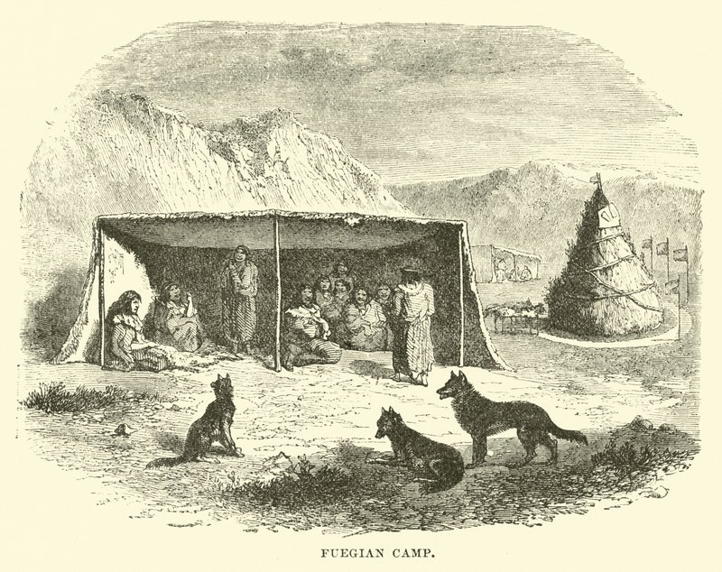 फ़्यूज़ियन कैंप, टिएरा डेल फ़्यूगो, 1890 द्वारा अंग्रेजी स्कूल