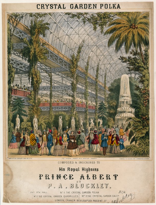 महान प्रदर्शनी, 1851, क्रिस्टल गार्डन पोल्का द्वारा अंग्रेजी स्कूल