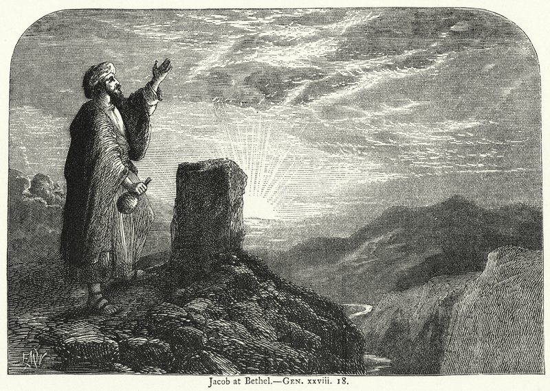 बेथेल में जैकब, जनरल xxviii 18 (उत्कीर्णन) द्वारा अंग्रेजी स्कूल