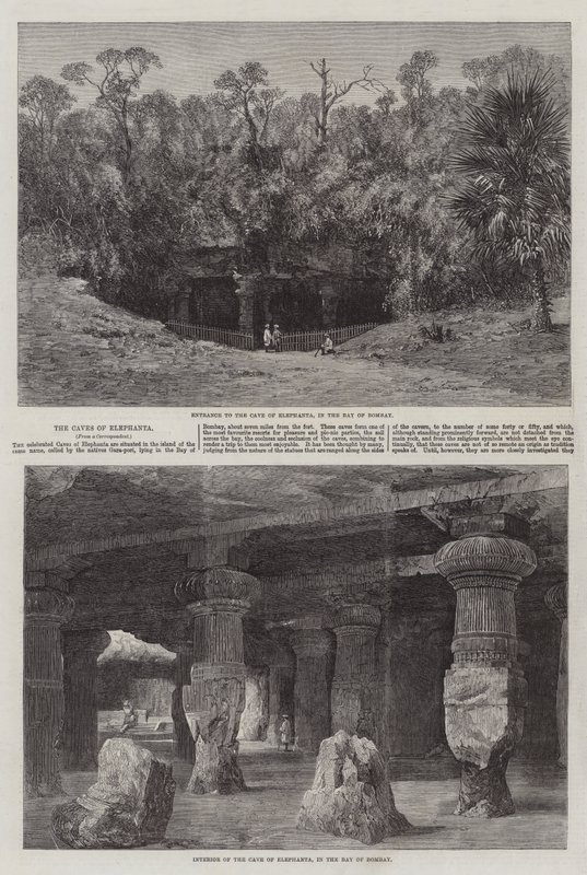 एलीफेंटा की गुफाएं (उत्कीर्णन) द्वारा अंग्रेजी स्कूल