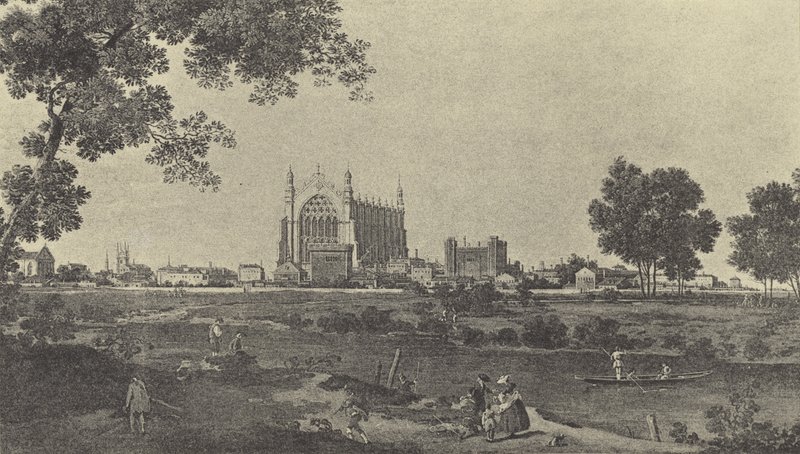 ईटन कॉलेज का दृश्य, 1747 (गुरुत्वाकर्षण) द्वारा अंग्रेजी स्कूल