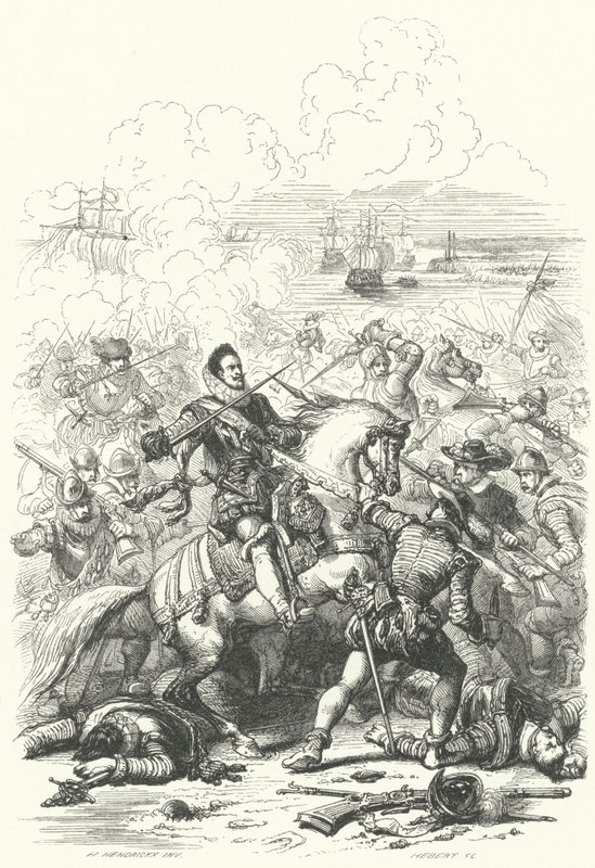 आस्ट्रिया के आर्कड्यूक अल्बर्ट VII, 1600 के Nieuwpoort की लड़ाई में स्पेनिश नीदरलैंड के गवर्नर द्वारा यूरोपीय स्कूल