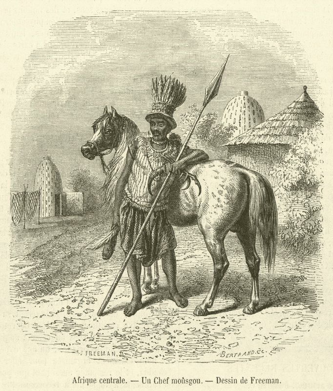 मध्य अफ्रीका, अन शेफ मूसगौ (उत्कीर्णन) द्वारा फ्रेंच स्कूल