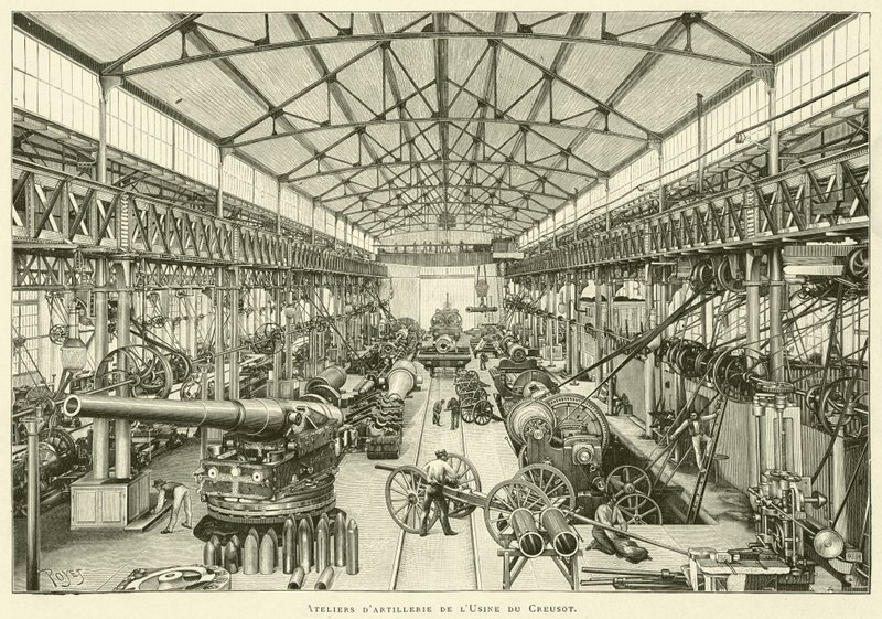 Usine du Creusot आर्टिलरी वर्कशॉप (उत्कीर्णन) द्वारा फ्रेंच स्कूल
