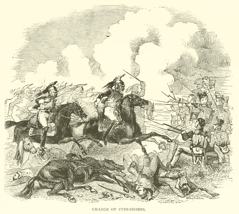 Cuirassiers का प्रभार (उत्कीर्णन) द्वारा फ्रेंच स्कूल