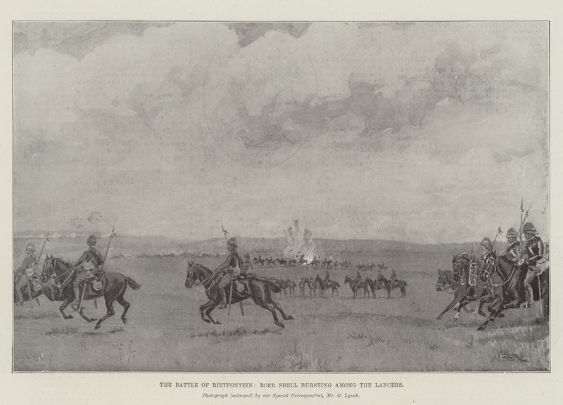 Rietfontein की लड़ाई, लांसर्स के बीच बोअर शेल का फटना द्वारा जॉर्ज डर्विले रॉलैंडसन