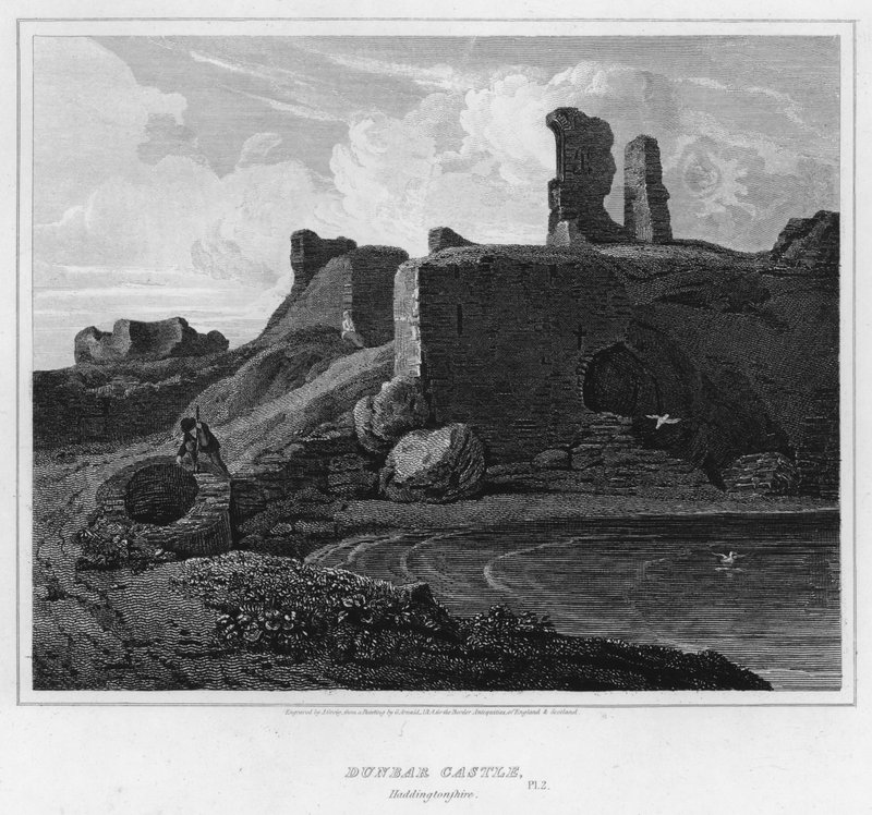 डनबर कैसल, हैडिंगटनशायर (उत्कीर्णन) द्वारा जॉर्ज (बाद) अर्नाल्डो