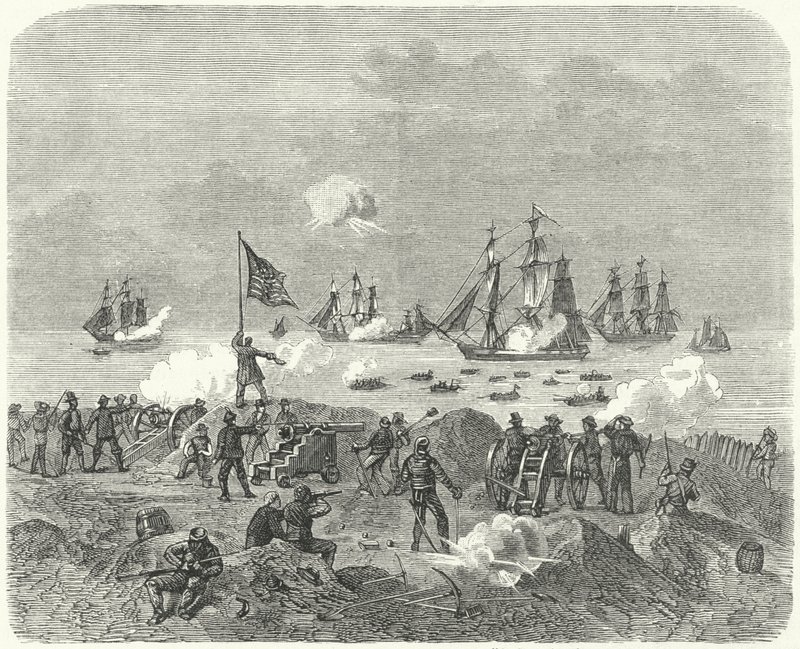 1814 में चेसापीक खाड़ी में उतरने का प्रयास करने वाली ब्रिटिश सेना द्वारा जर्मन स्कूल
