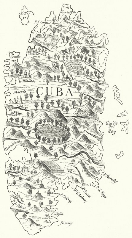 क्यूबा का नक्शा, c1500 (उत्कीर्णन) द्वारा जर्मन स्कूल