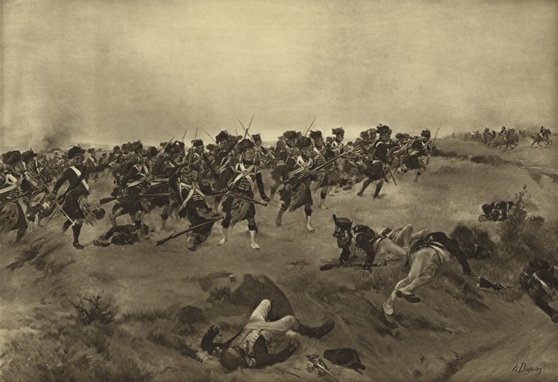 क्वाटर ब्रा की लड़ाई, 1815 (उत्कीर्णन) द्वारा हेनरी लुई ड्यूप्रे