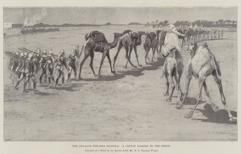 डोंगोला की ओर अग्रसर, एक काफिला जो मोर्चे से गुजर रहा है द्वारा हेनरी चार्ल्स सेपिंग्स राइट