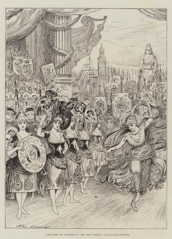 Drury-Lane थिएटर में चालीस चोरों के पैंटोमाइम से दृश्य द्वारा हेनरी स्टीफन लुडलो