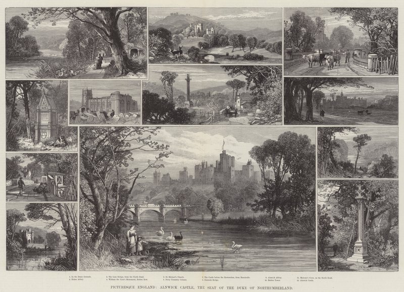 सुरम्य इंग्लैंड, अल्वनिक कैसल, ड्यूक ऑफ द ड्यूक ऑफ नॉर्थम्बरलैंड द्वारा जेम्स बुरेल स्मिथ
