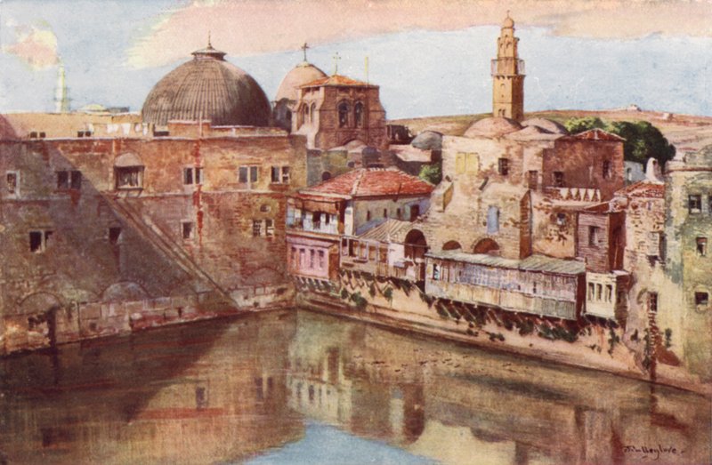 यरूशलेम, हिजकिय्याह का ताल (रंगीन लिथो) द्वारा जॉन फुललीवे