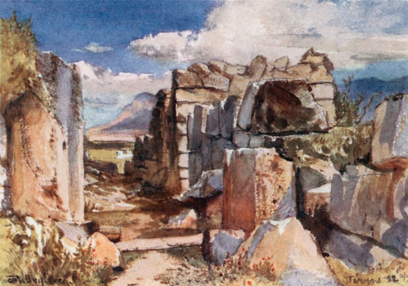 Tiryns। ऊपरी महल का द्वार द्वारा जॉन फुललीवे