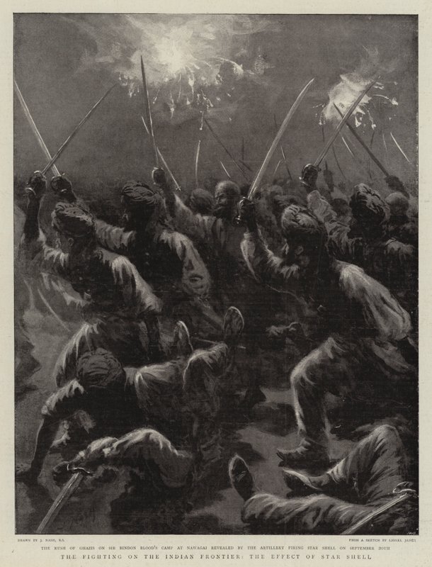 द फाइटिंग ऑन द इंडियन फ्रंटियर, द इफेक्ट ऑफ स्टार शेल द्वारा जोसेफ नैश