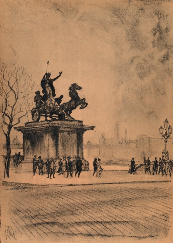 Boadicea, वेस्टमिंस्टर ब्रिज (लिथो) द्वारा जोसेफ (बाद) पेनेल