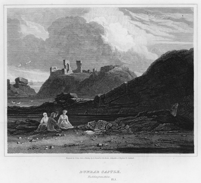 डनबर कैसल, हैडिंगटनशायर (उत्कीर्णन) द्वारा ल्यूक (बाद) क्लेनेल