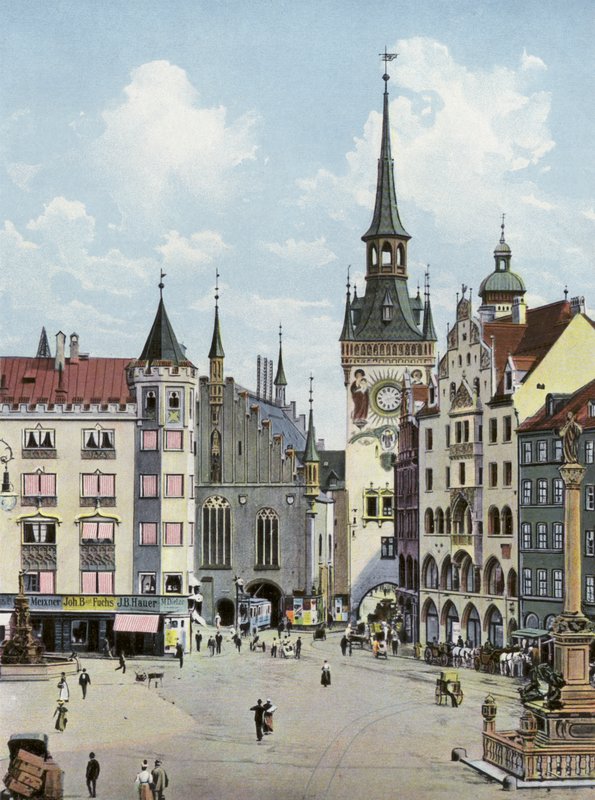 Munchen/म्यूनिख: Marienplatz ओल्ड टाउन हॉल के साथ (फोटो) द्वारा फ़ोटोग्राफ़र जर्मन