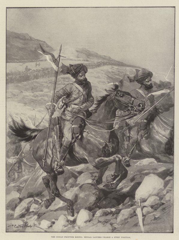 भारतीय फ्रंटियर राइजिंग, बंगाल लांसर्स एक स्थिर स्थिति का प्रभार लेते हैं द्वारा रिचर्ड केटन वुडविले जूनियर