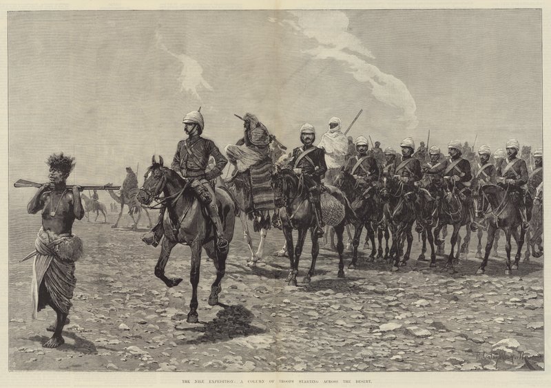 नील अभियान, रेगिस्तान के पार शुरू होने वाले सैनिकों का एक स्तंभ द्वारा रिचर्ड केटन वुडविले जूनियर